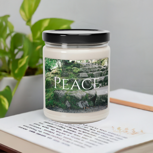 Peace/Scented Soy Candle/Cinnamon Vanilla/100 Percent Natural Soy Wax Blend/Calming/Approximately 2.8" X 3.5"/Lasting up to 50 hours/Gift